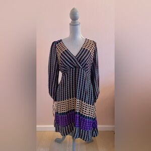 Maeve Anthropologie Geometric Patterned Mini Dress 8 Petite
